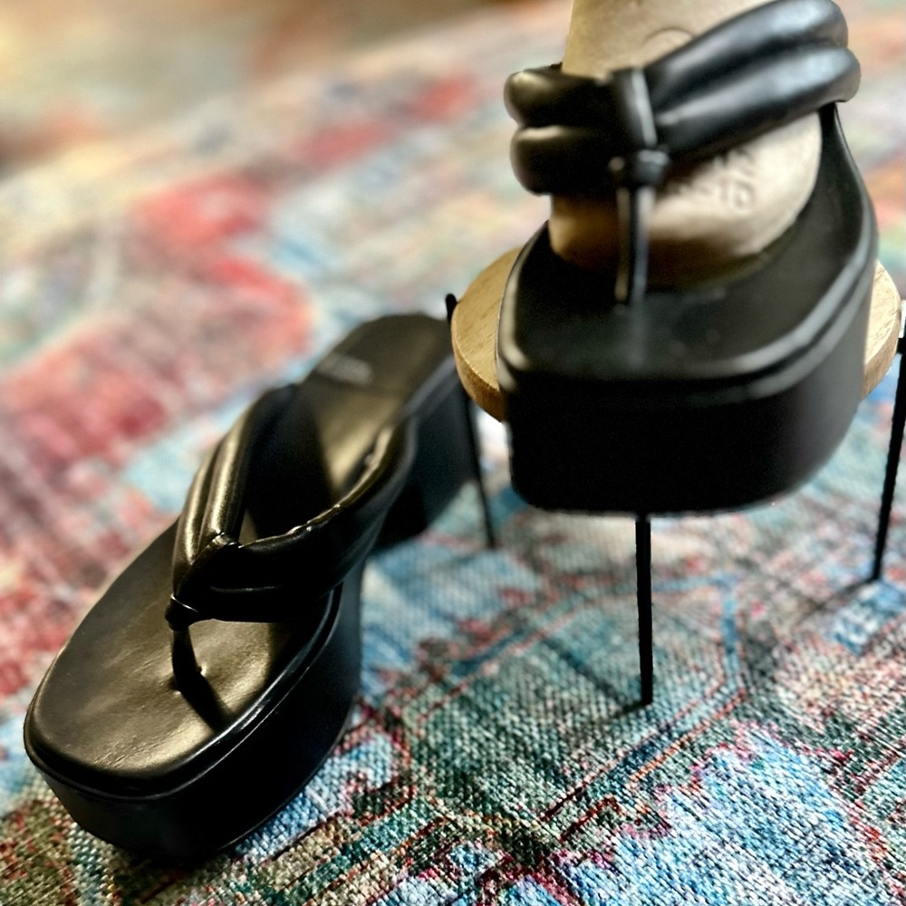 Jeffrey Campbell Finley Platform Sandals Black Leather